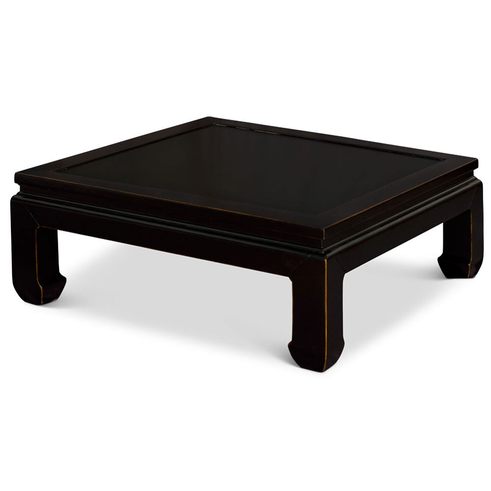 Distressed Black Elmwood Chinese Ming Style Coffee Table pertaining to 22In Dark Espresso Elmwood Chinese Ming Lamp Table