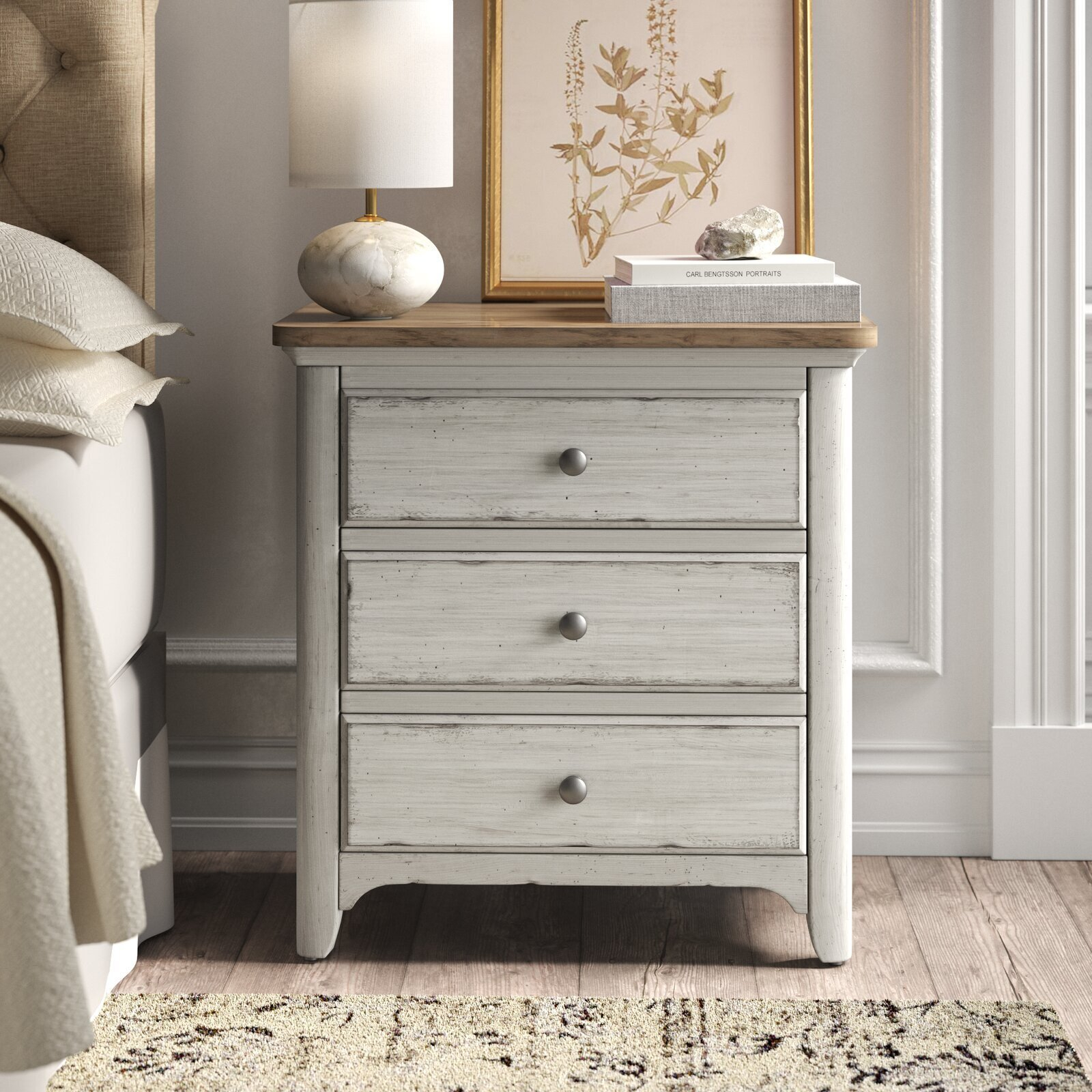 Distressed White Bedroom Furniture - Foter pertaining to St Denis Nightstand White Distressed Gold Accents Solid Wood