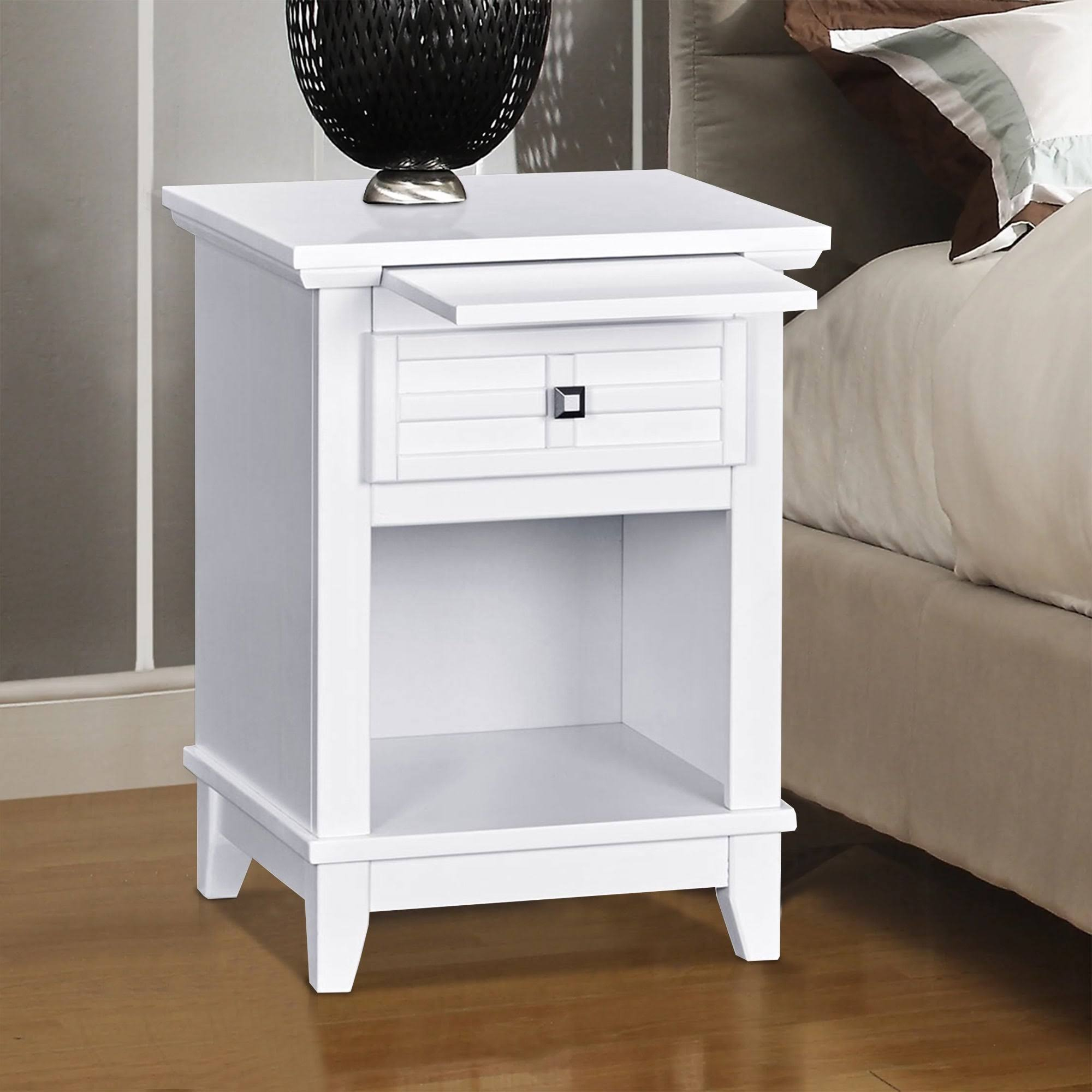 Drawer Solid Wood Nightstand - White - Wxf-02 within The Artisan Craftsmanship Behind St Denis Nightstand White Distressed Gold Accents Solid Wood Furniture