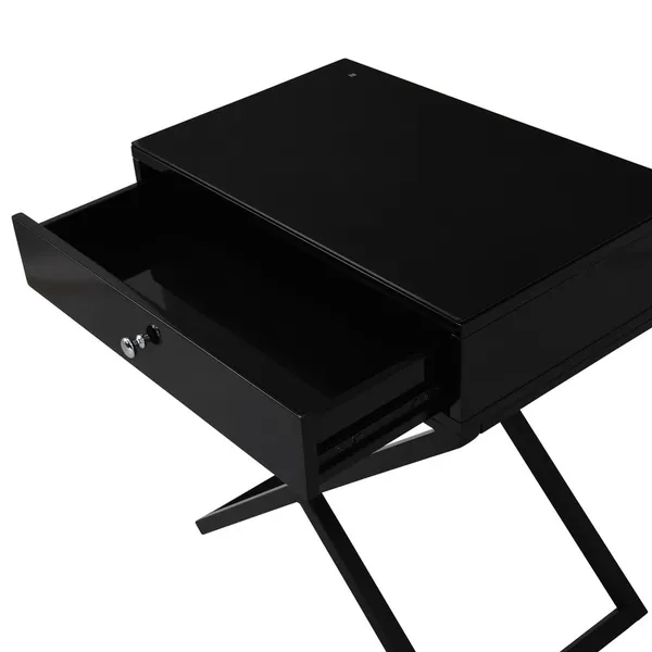 Dropship Koda 23" Black Wooden End Side Table Nightstand With Glass Top ... in Exploring the Functionality of Drawers in Bedside Tables