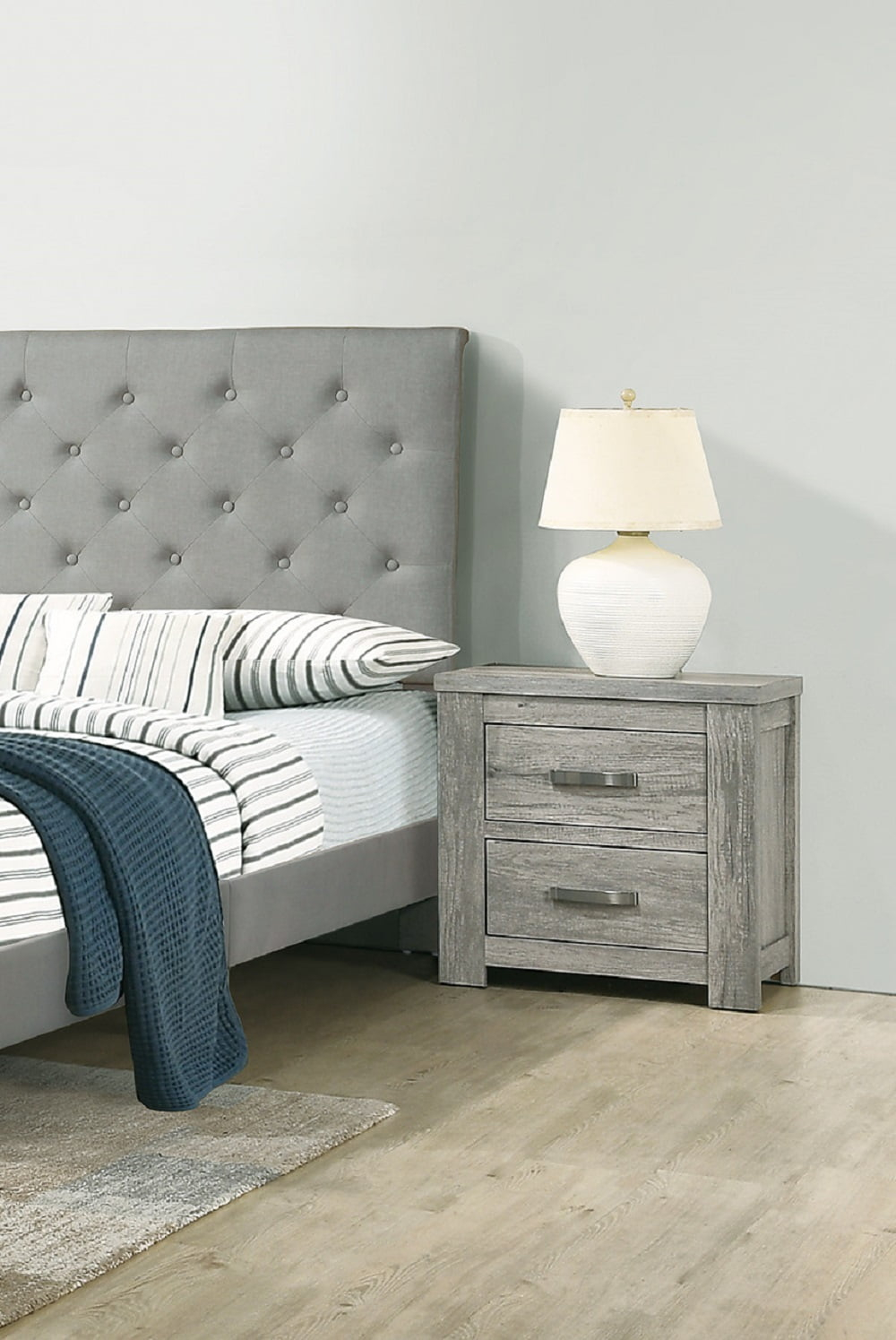 Dtwnek 2 Drawers Wooden Nightstand For Living Room, Bedroom, Gray ... inside Exploring the Versatility of Wire-Brushed Wood in Bedroom Furniture