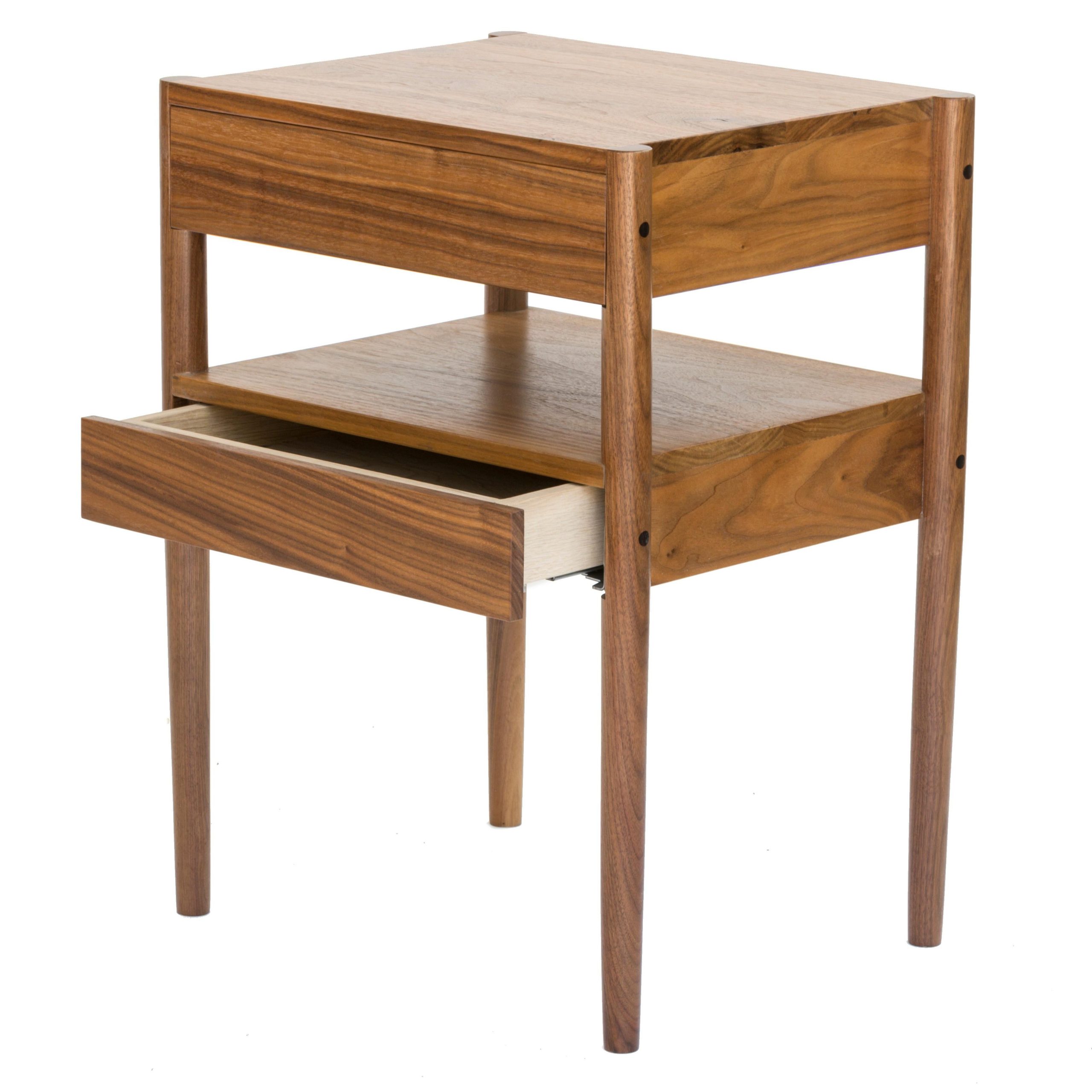 Earl Mid-Century Modern Walnut Bedside Table For Sale At 1Stdibs ... throughout Mid Century One Drawer Side Table Wood Light Walnut