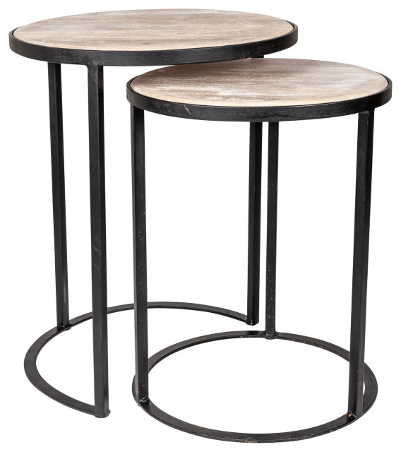 East At Main Mango Wood And Black Iron Nesting Tables (Set Of 2 ... regarding East At Main Mango Wood And Gold Iron Nesting Tables (Set Of 2)
