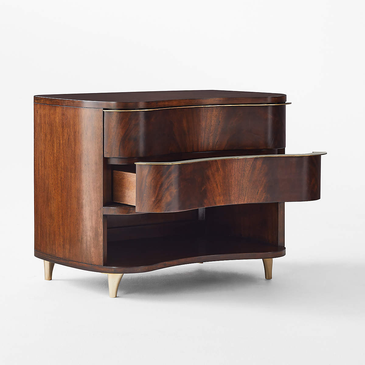 Egan 28" Mahogany Wood 2-Drawer Nightstand | Cb2 within How Traditional Craftsmanship Shines Through in Modern Nightstand Design