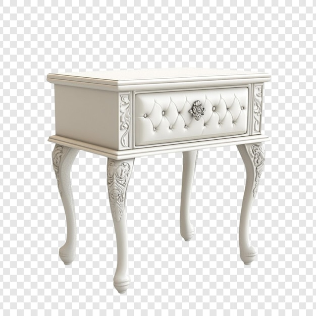 Elegant White Nightstand With Ornate Legs And Upholstered Drawer | Ai ... throughout Elegant Nightstand, Carved Legs And Rectangular Top