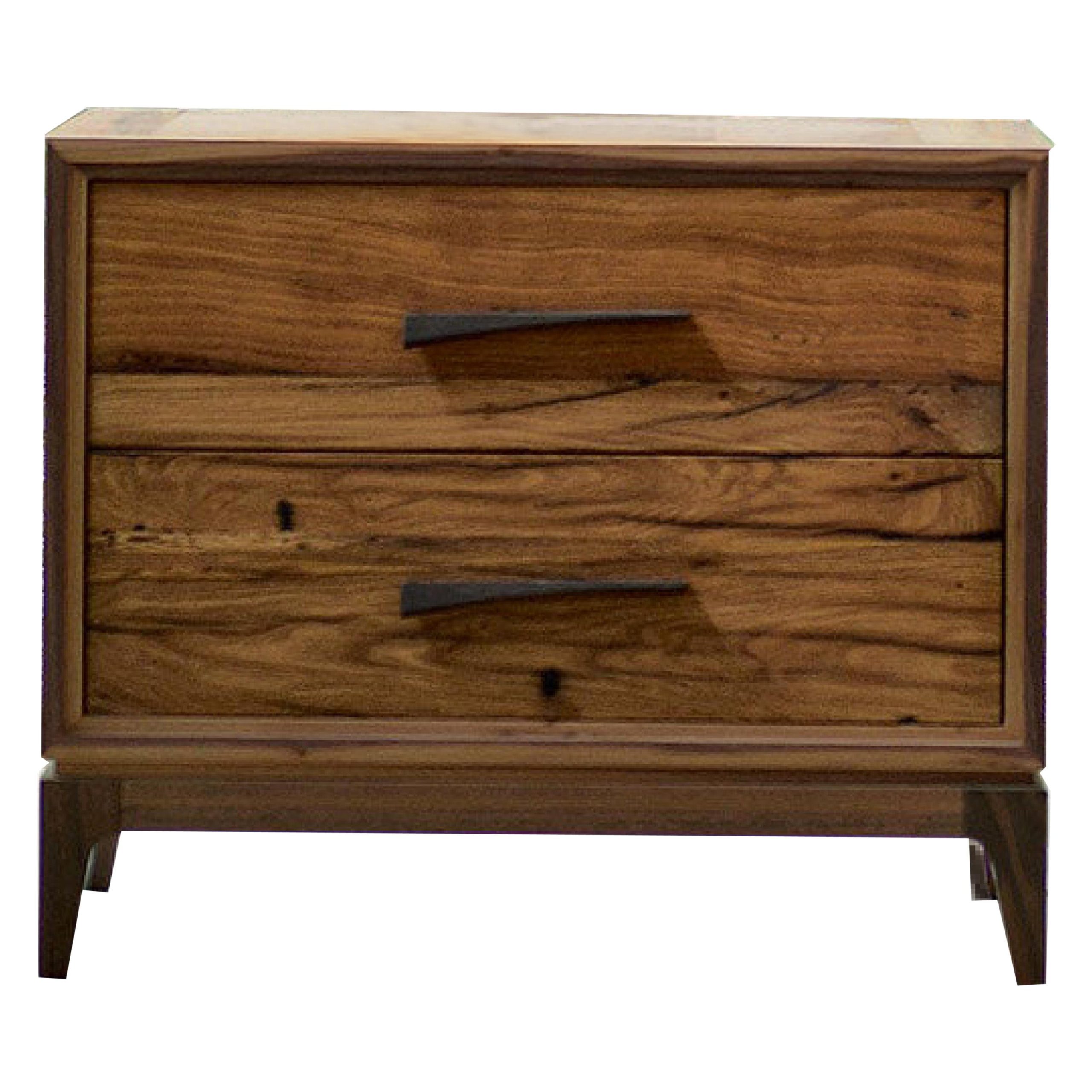 Eleva Solid Wood Bedside Table, Walnut In Hand-Made Natural Finish ... throughout Tateusrustic Natural Tone Finish Solid Wood 1Pc Nightstand Bedside Table