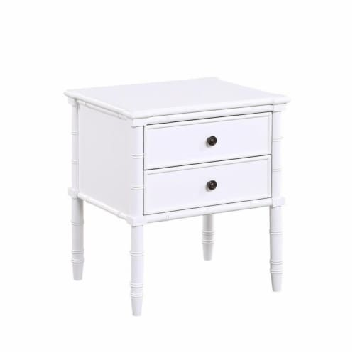 Ellison White 2-Drawer Wood Nightstand With Carved Legs And Antique ... throughout Elegant Nightstand, Carved Legs And Rectangular Top