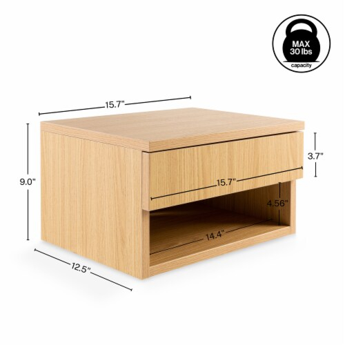 Ettore Mid-Century Modern Floating Wall Nightstand With Soft-Close ... with regard to 15.71"Wall Nightstand W/ Soft-Close Tambour Drawer