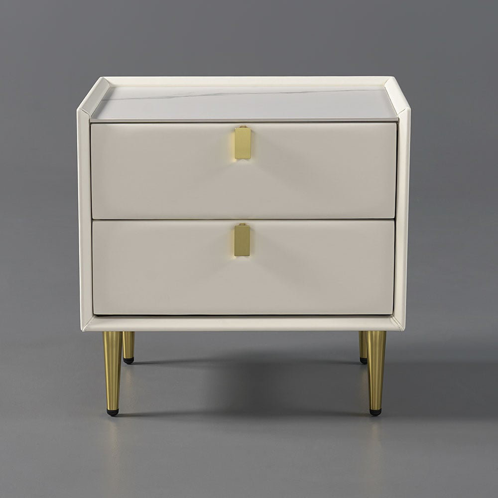 Everly Quinn Modern 2 Drawers Pu Leather Bedside Table Nightstand With ... with 2 Drawers Nightstand Pu Leather Bedside Table Nightstand