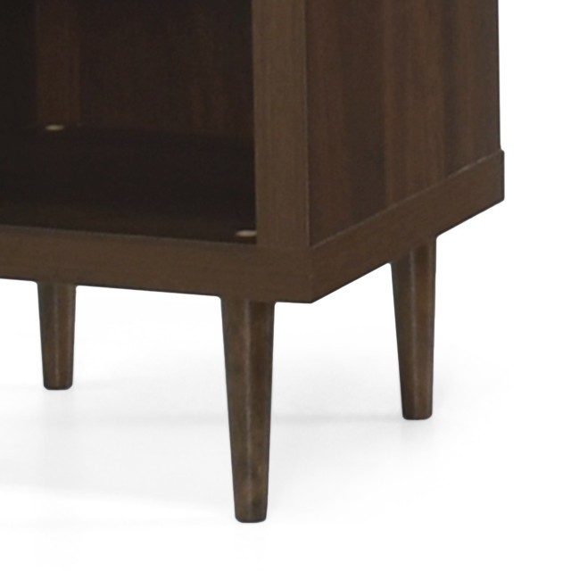 Farhart Faux Wood Single Drawer Nightstand, Single - Midcentury ... pertaining to Exploring the craftsmanship behind faux wood furniture pieces like the Farhart set