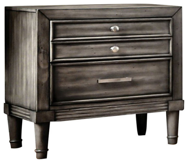 Finely Designed Wooden Night Stand With Drawers, Gray - Farmhouse ... intended for How the Benzara BM182979 Nightstand Reflects Traditional woodworking Excellence