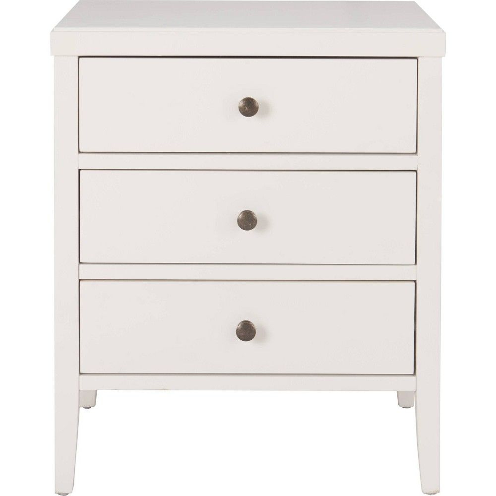 Finley Solid Wood 3 Drawer Nightstand: Storage, Mid-Century Modern ... with regard to Maklaine Transitional Engineered Wood 3 Drawer Nightstand In White