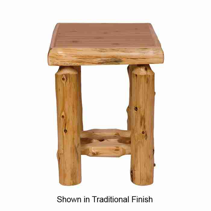 Fireside Lodge Cedar Log Open Nightstand regarding White Cedar Log Mountain Collection Open Nightstand
