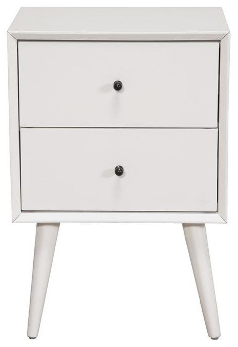 Flynn Mid Century Modern 2 Drawer Nightstand, White - Midcentury ... inside Understanding the Appeal of Mid Century Modern Bedroom Furniture