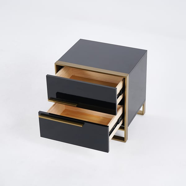 Free Shipping On Cylina Modern 2 Drawers Black Lacquer Nightstand ... with Cylina 2-Drawer Nightstand Minimalist Design In Gold, Black