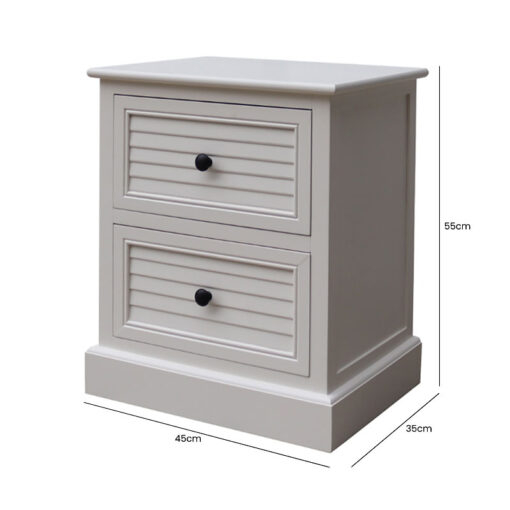 French Country Cottage Solid Pearl White Wood 2 Drawer Bedside Cabinet ... with regard to Cathryn Traditional French White Wood 2-Drawer Nightstand
