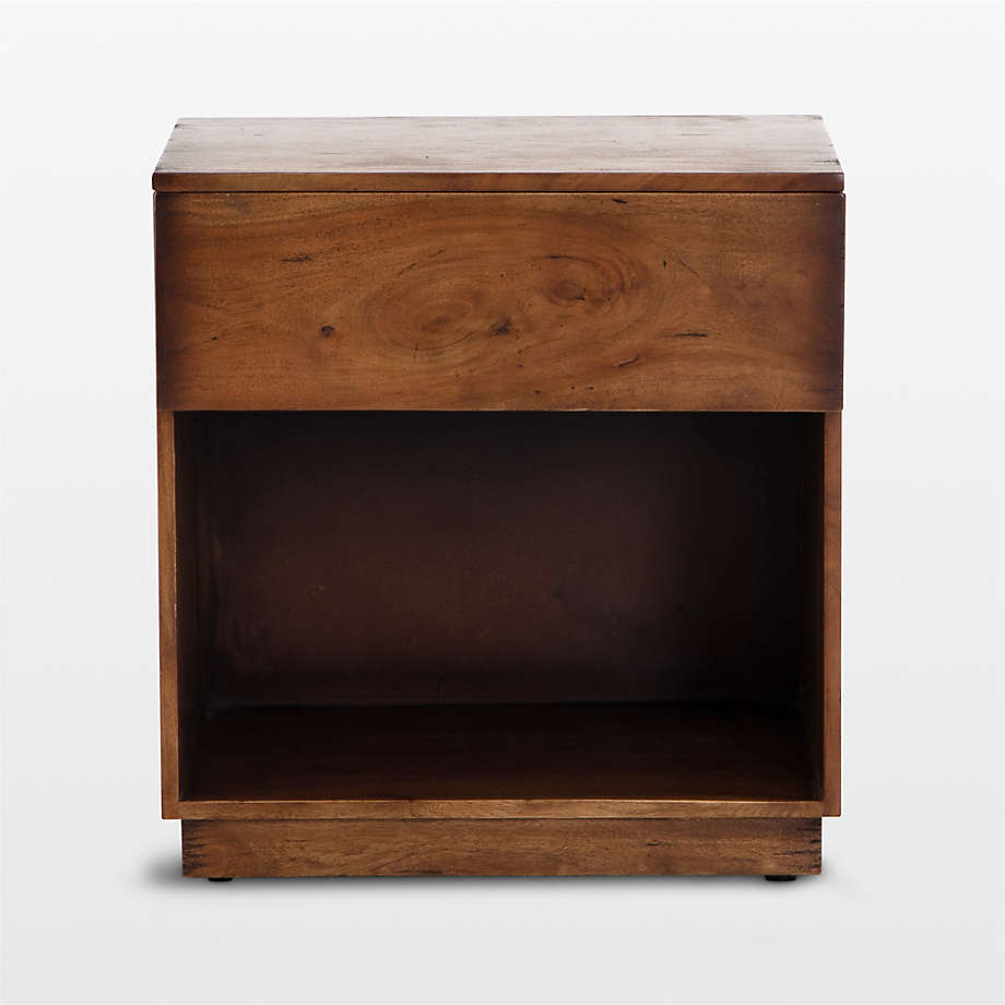 Fulton Acacia Wood Nightstand With Drawer | Crate & Barrel pertaining to Exploring the timeless appeal of single door cabinets in modern bedroom design