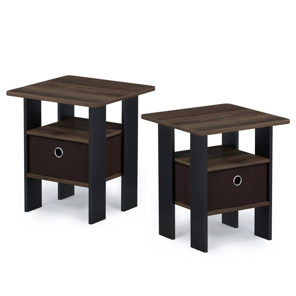 Furinno Andrey 17.5 In. Columbia Walnut End Table Nightstand With Bin ... with Maximizing bedroom functionality with compact furniture choices