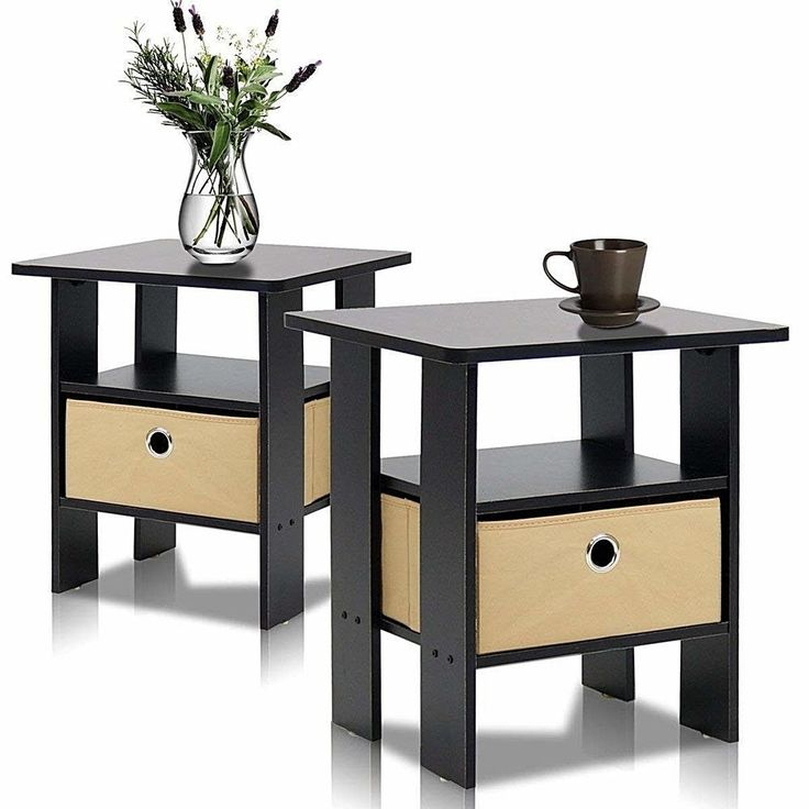 Furinno Petite End Table Bedroom Night Stand Set Of 2 Multiple Colors ... within Maximizing bedroom functionality with compact furniture choices