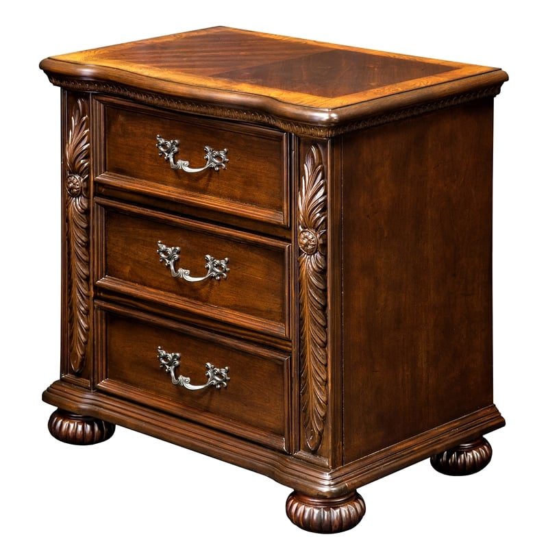Furniture Of America Eleo Traditional Wood 3-Drawer Nightstand In Brown ... with regard to Furniture Of America Bradford Solid Wood 3-Drawer Nightstand In Brown Cherry