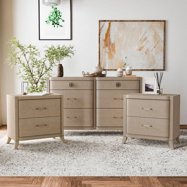 Furniture Of America Ellington 3-Piece Natural Oak 2 Drawer 30 In. W ... with regard to Exploring the materials and construction techniques of Tribella's drift oak furniture line