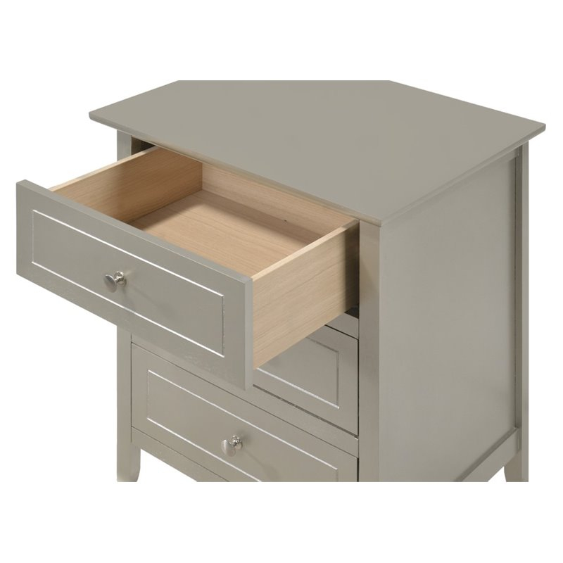 Glory Furniture Daniel 3 Drawer Nightstand In Silver Champagne | Homesquare inside Maximizing Small Spaces with Thoughtful Furniture Choices