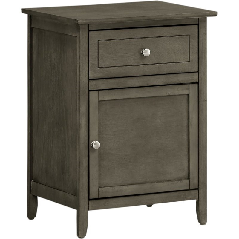 Glory Furniture Izzy 1 Drawer 1 Door Nightstand In Gray | Homesquare intended for Glory Furniture Izzy Solid Wood 1-Drawer/1-Door Nightstand In Beige