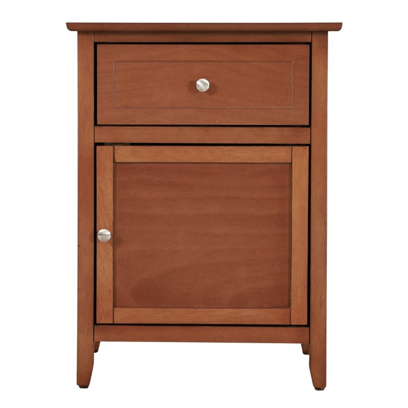 Glory Furniture Izzy 1 Drawer 1 Door Nightstand In Oak | Cymax Business in Glory Furniture Izzy Solid Wood 1-Drawer/1-Door Nightstand In Beige