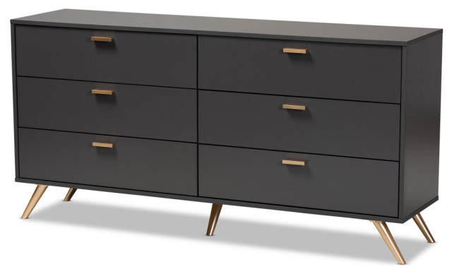 Goldsmith Modern Contemporary Dark Gray/Gold Dresser - Midcentury ... with regard to Why Most Dark Gray Nightstands Fail (And What Works Instead)