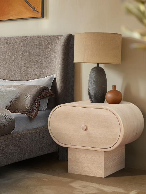 Harlow Solid Wood And Oak Veneer Night Stand - Transitional ... with Harlow Solid Wood And Oak Veneer Night Stand, Black