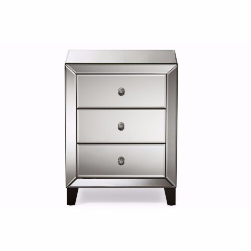 Hollywood Regency Glamour Style Mirrored 3-Drawers Nightstand Bedside ... regarding How Mirrored Surfaces Transform Small Bedroom Spaces