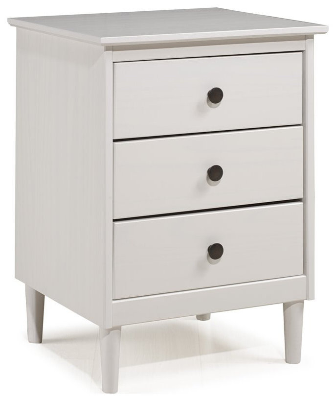 Home Square 2 Piece Solid Wood Nightstand Set With 3 Drawer In White ... inside Maximizing bedroom organization with multi-drawer nightstand designs