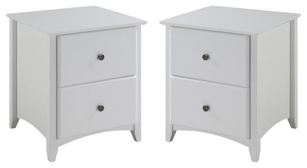 Home Square Solid Wood 2-Drawer Nightstand In White - Set Of 2 ... with Daily routines that enhance bedroom organization with storage solutions