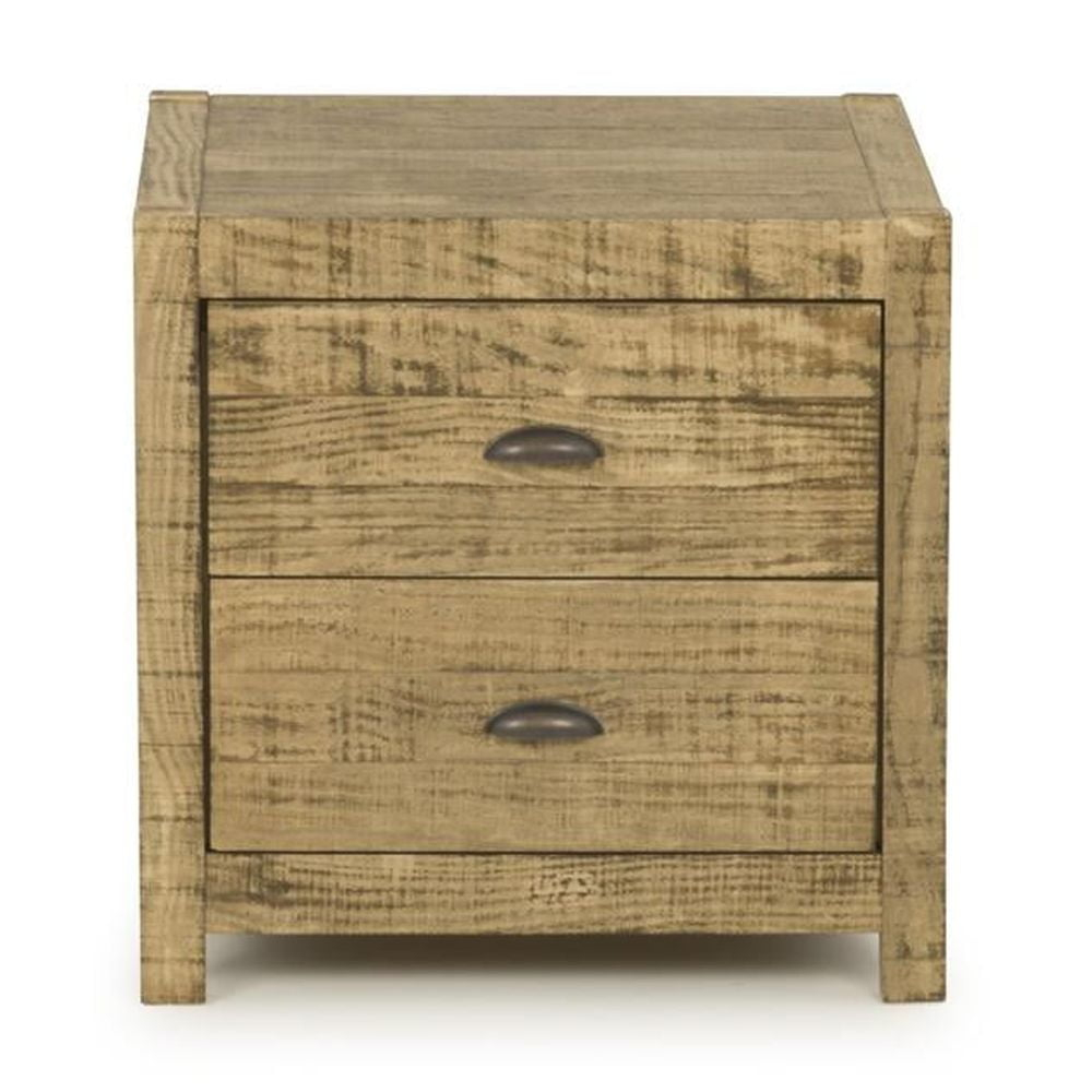 Homeroots 24" Walnut Golden Brown Distressed Solid Wood Two Drawer ... within Understanding the Appeal of Bayshore Rustic Style Solid Wood 2-Drawer Nightstand