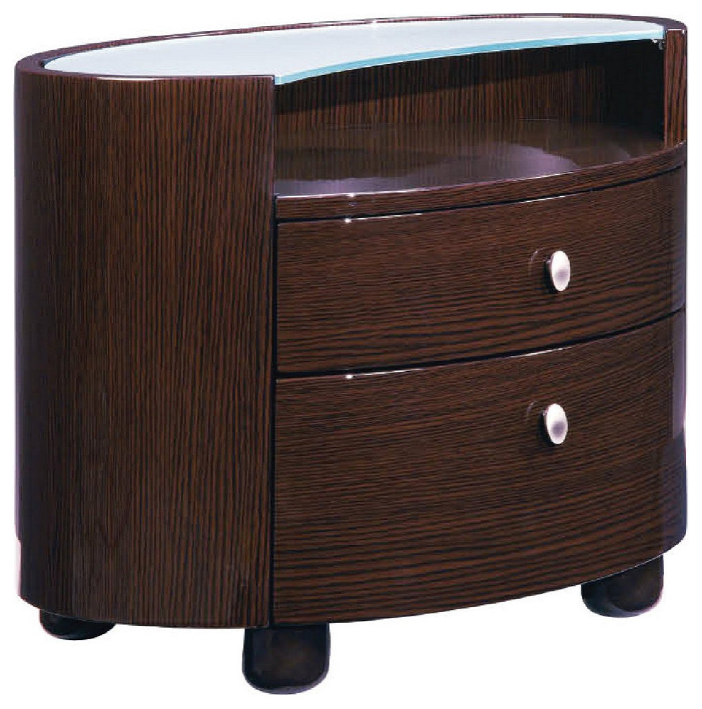 Homeroots Dark Wood Finish Contemporary Nightstand With Glass Top ... intended for Homeroots Modern Gray Woodgrain Finish 2 Drawer Nightstand