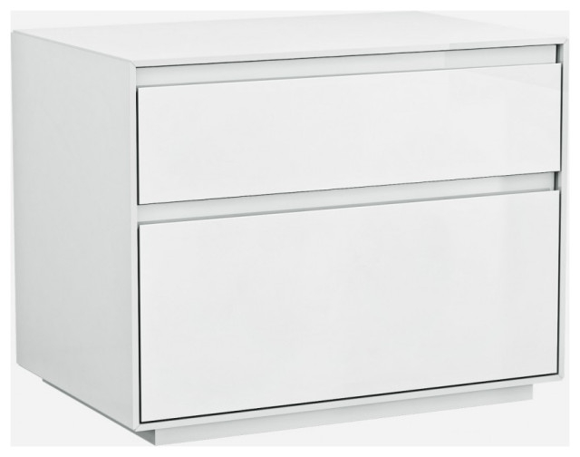 Homeroots Simplistic White Gloss 2 Drawer Nightstand, 24" X 16" X 19 ... regarding Homeroots Modern White High Gloss Finish 2 Drawer Nightstand