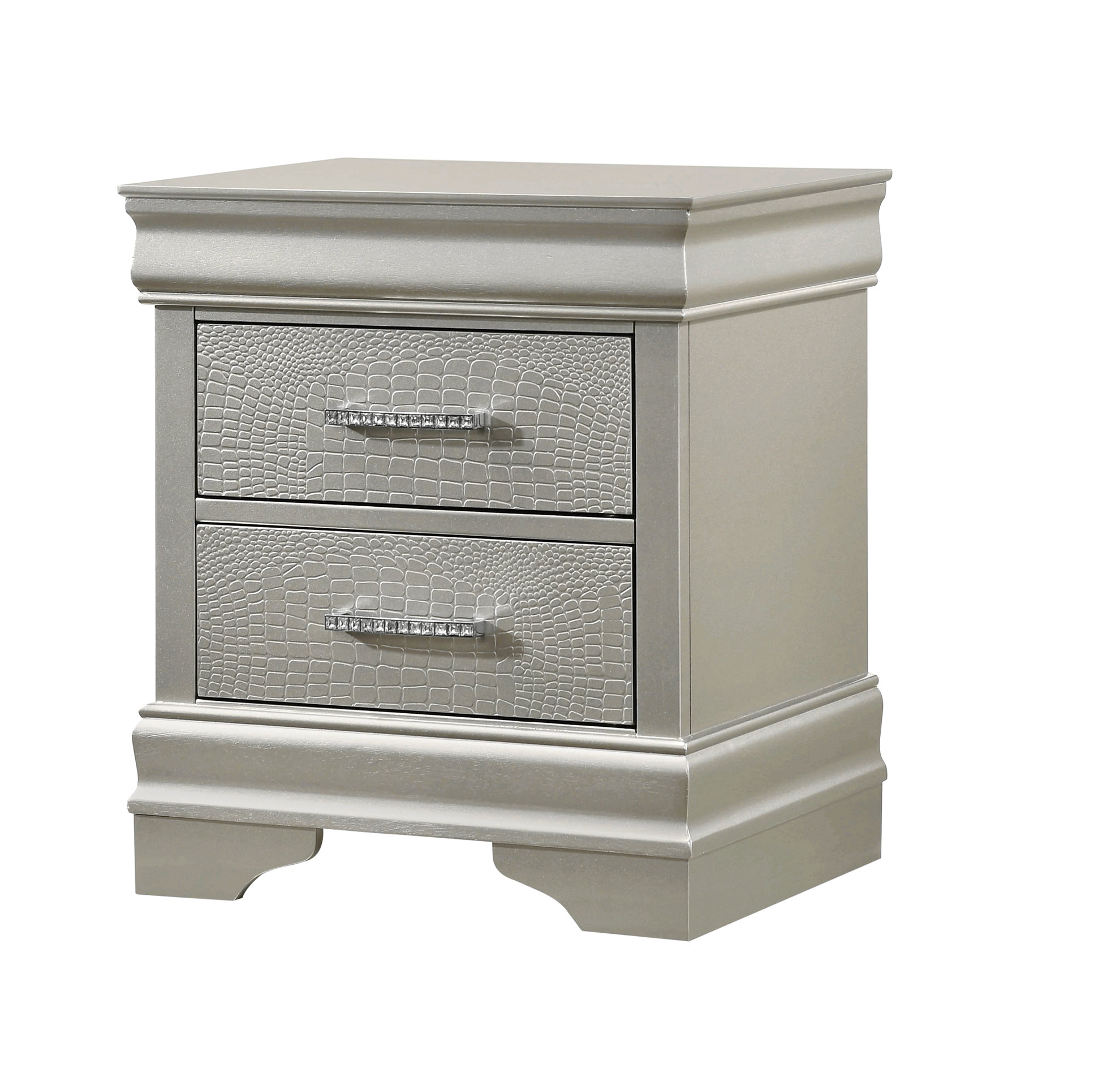 House Of Hampton® 1Pc Modern Glam Style Two Drawers Nightstand Solid ... intended for Unique Nightstand, 2 Textured Drawers & Diamond Pull Handles