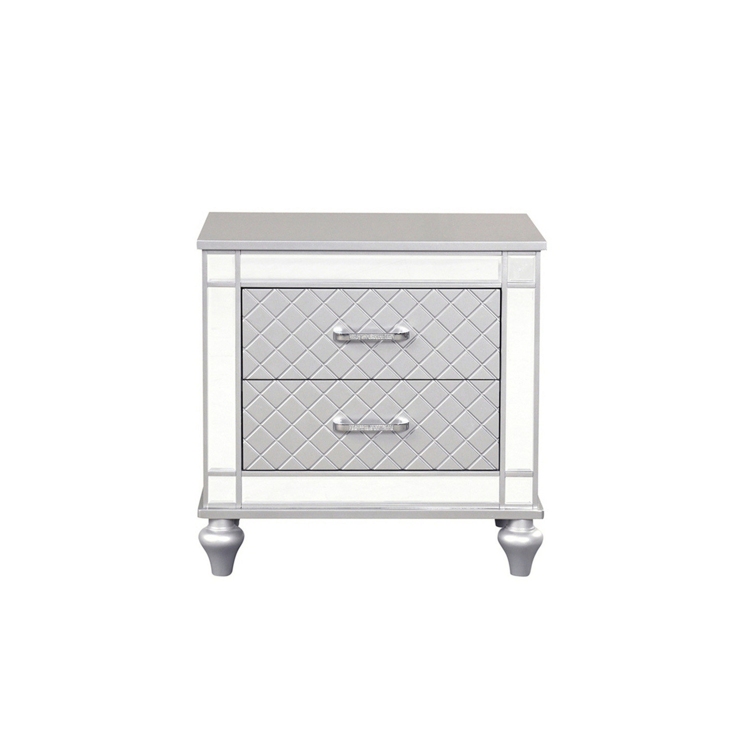 House Of Hampton® Nightstand With Mirror Trim Accents | Wayfair pertaining to Contemporary Nightstand, Bun Feet & Glamorous Mirror Trim Accent
