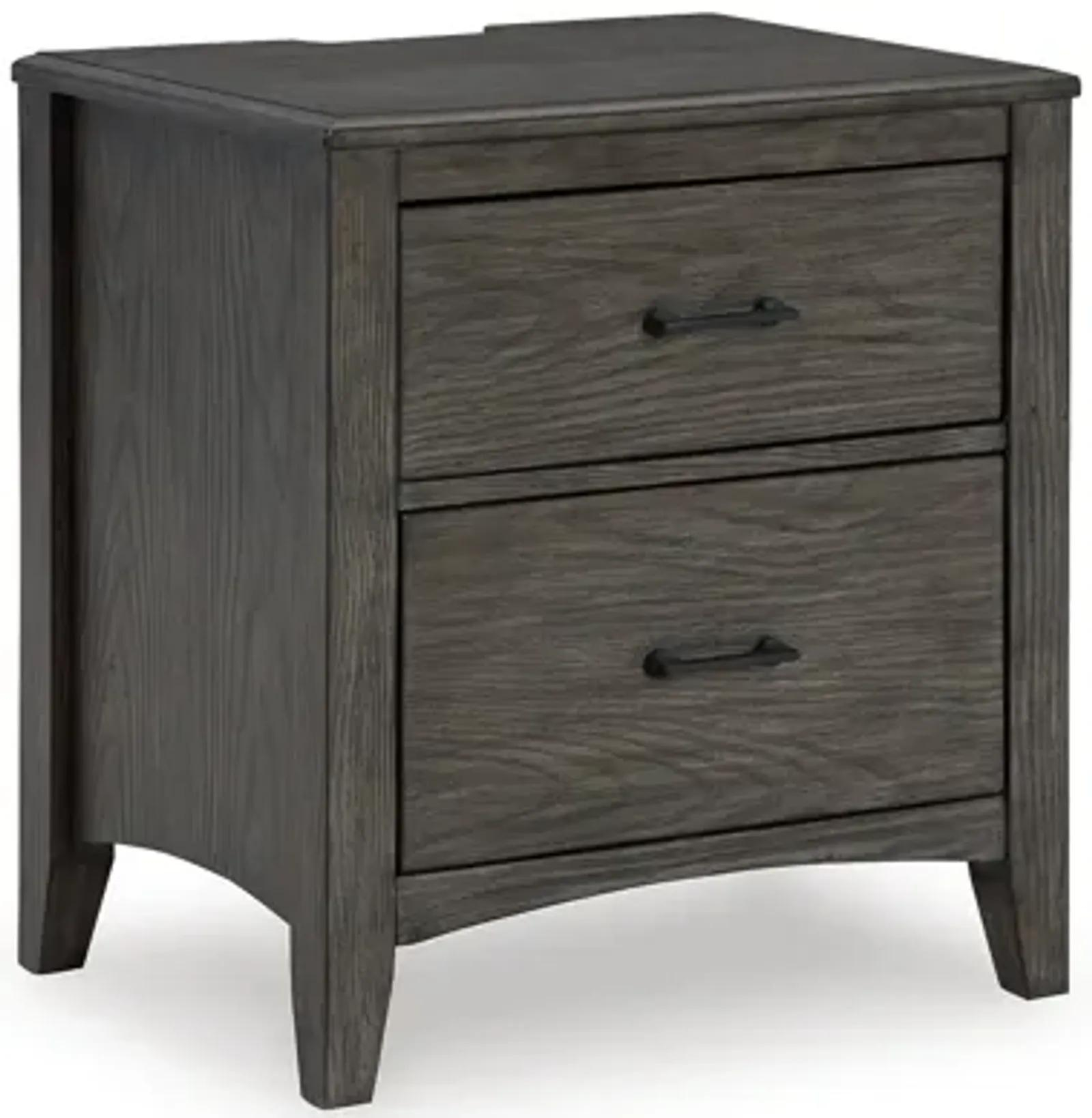 Illian Nightstand, 2 Drawers, Bar Handles, Gray Brown Solid Hardwood ... intended for Benzara Bm280265 24" Classic Nightstand, 2 Drawers
