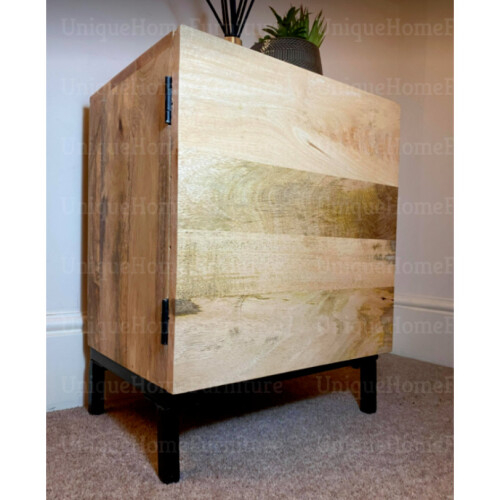 Industrial Bedside Table Rustic Solid Wood Nightstand Vintage Storage ... throughout La Boca Rustic Solid Wood Nightstand Bedside Table