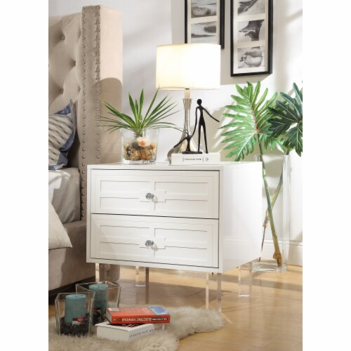 Inspired Home Donatello Lacquer-Finish Lucite Leg Side Table White, 27 ... within Martina Lacquer-Finish Lucite Leg And Handle Side Table, White