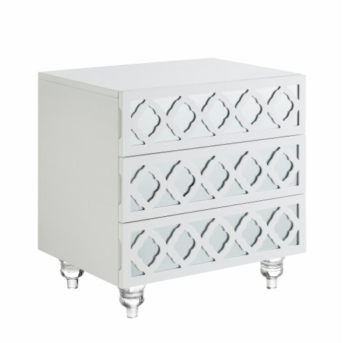Inspired Home Pablo Mirrored Lacquer-Finish Lucite Leg Side Table White ... pertaining to Molly Lacquer-Finish Chrome Ornament Handle Lucite Leg Side Table, White