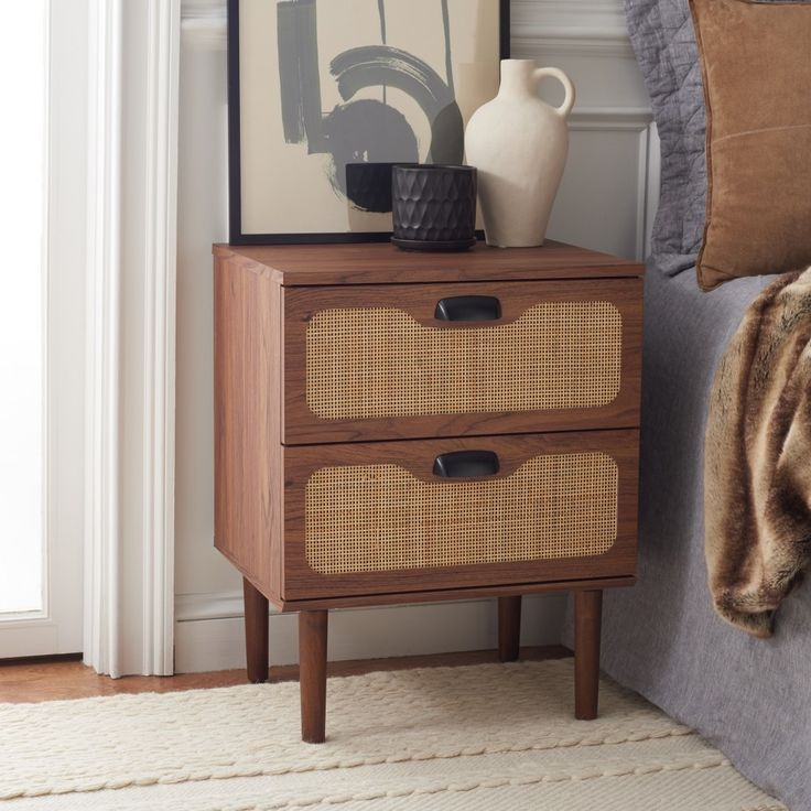 Irelia 2 Drawer Nightstand - Walnut/Natural - Safavieh | Bedroom Night ... within The Safavieh Nightstand Mistake That Cost Me $400 (And How to Avoid It)
