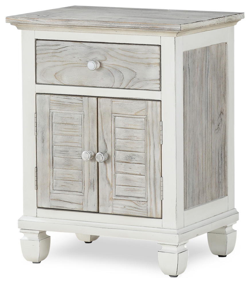 Islamorada 1-Drawer/2-Door Nightstand - Farmhouse - Nightstands And ... for Nightstand Wilcox Pewter Gray Solid Wood Quatrefoil 2-Doors 1-Drawer