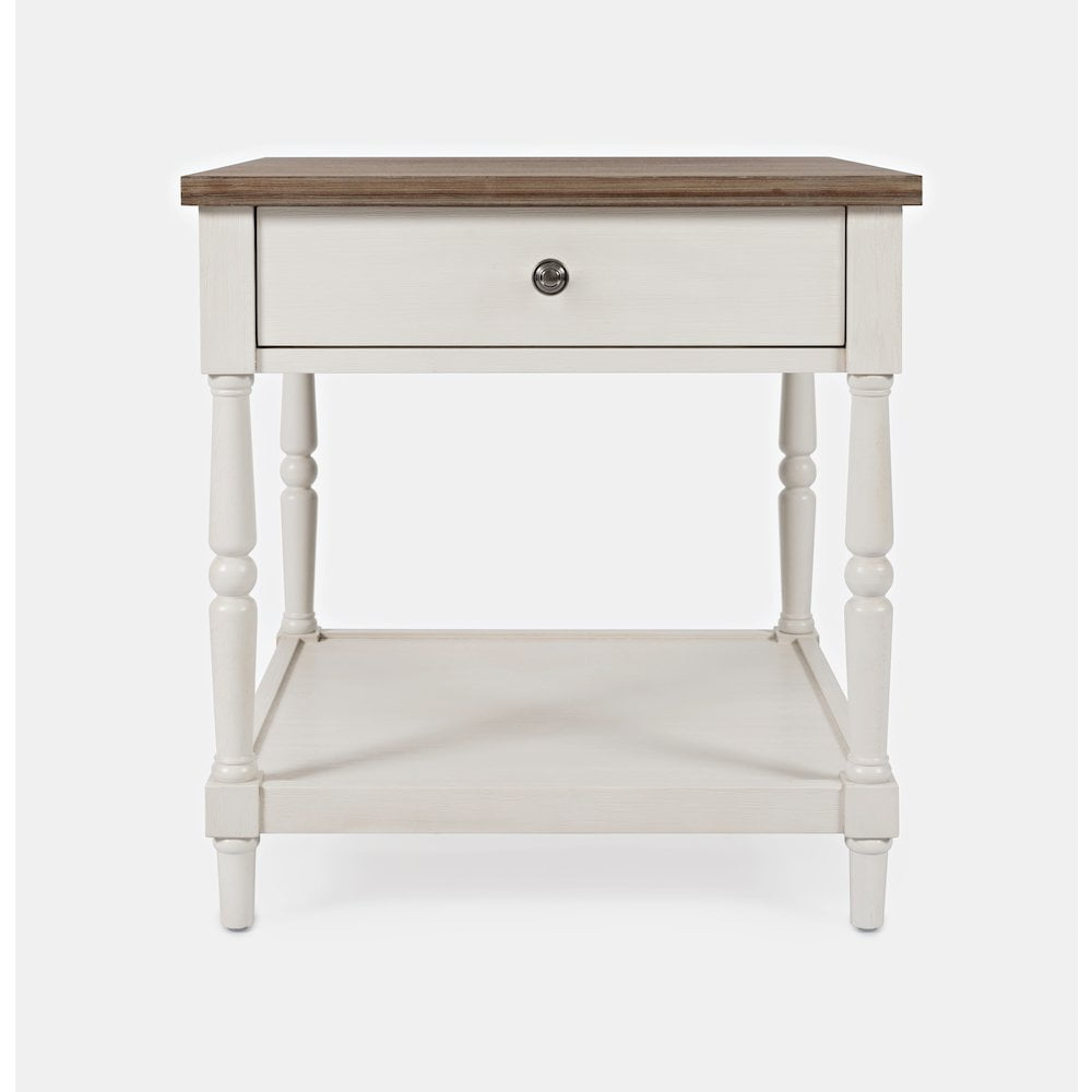 Jofran Grafton Farms Country Farmhouse End Table With Drawer - Walmart.com throughout Grafton Farms Country Farmhouse Usb Charging Chair Side Table