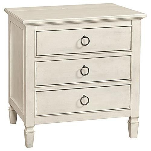 Juliet French Country White Wood 3 Drawer Nightstand | Grey Bedding ... in French Country Cottage Gray Wood Secrets I Wish I'd Known Earlier