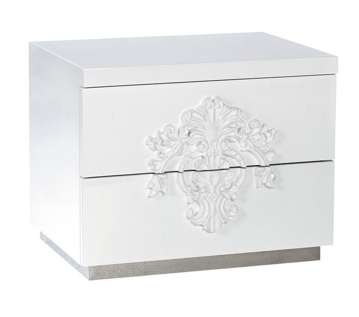 Juliet Modern White 2-Drawer Nightstand | Modern Nightstand, Bedroom ... with Baxton Studio Stella Crystal Tufted White Upholstered Modern Nightstand