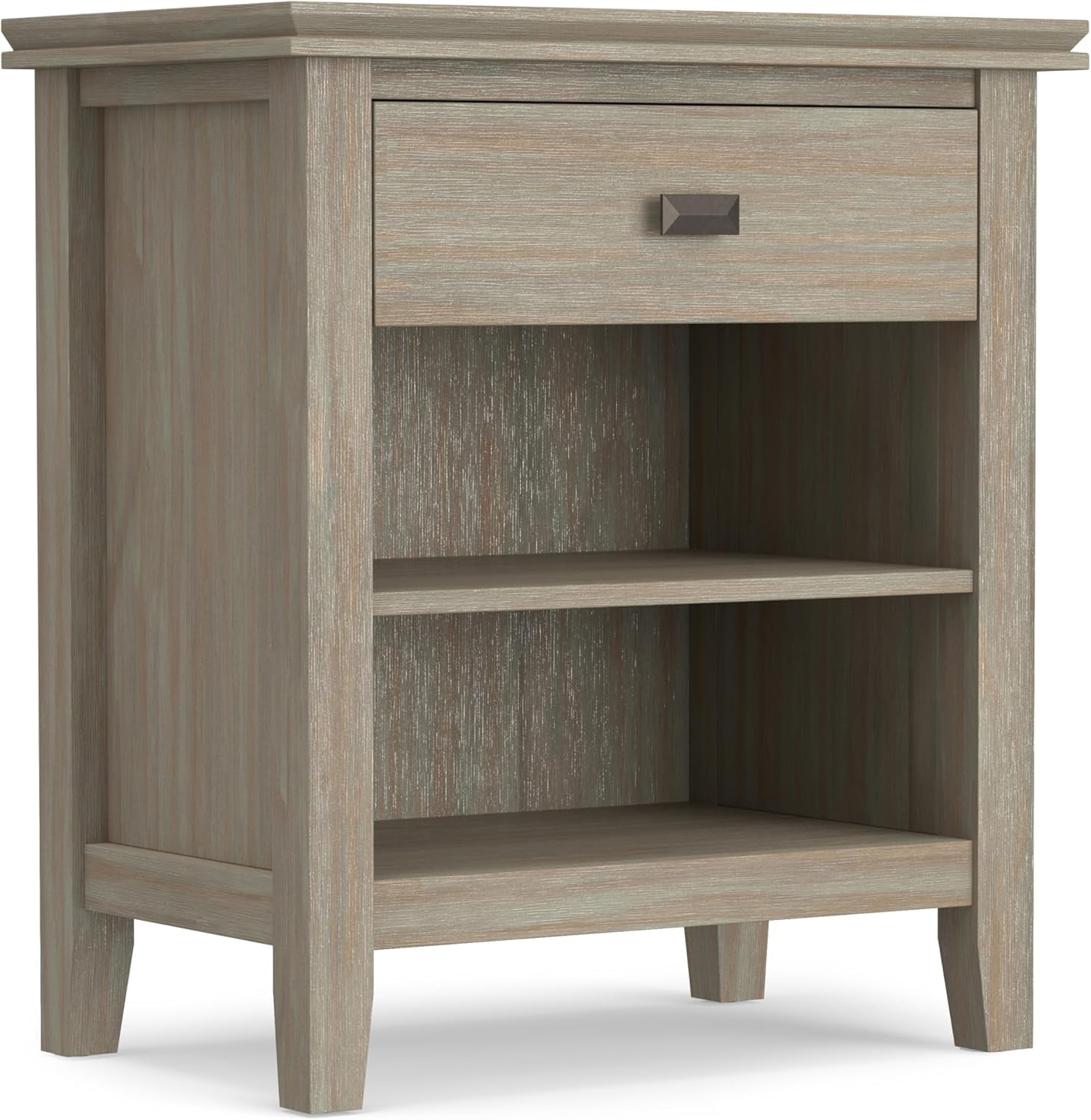 Jumpeak Artisan Solid Wood 24 Inch Wide Transitional Bedside Nightstand ... inside Acadian Solid Wood 24 Inch Wide Bedside Nightstand Table In Brunette Brown