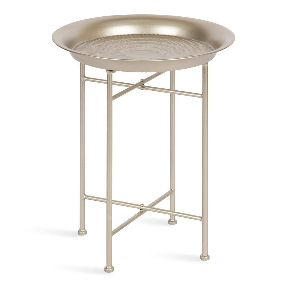 Kate And Laurel Mahdavi 16.50 In. Silver Round Metal End Table 220501 ... regarding Mahdavi Round Metal Accent Table, Silver, 25.5X25.5X15.5