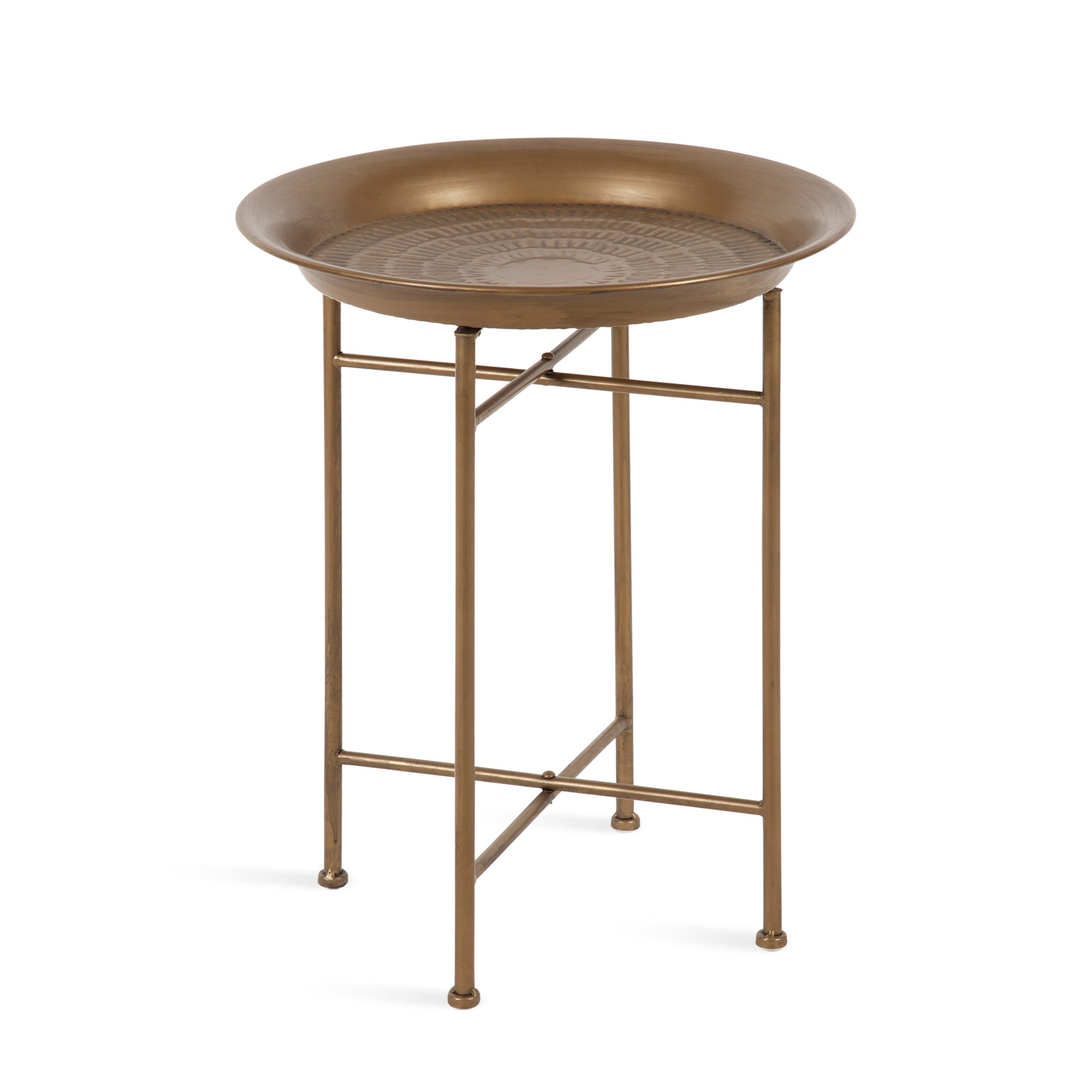 Kate And Laurel Mahdavi Round Hammered Metal Tray End Table, Dark Gold ... for Mahdavi Round Metal Accent Table, Gold, 16.5X16.5X20.5